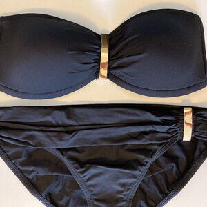 2Bamboo black bandeau bikini swimsuit SET